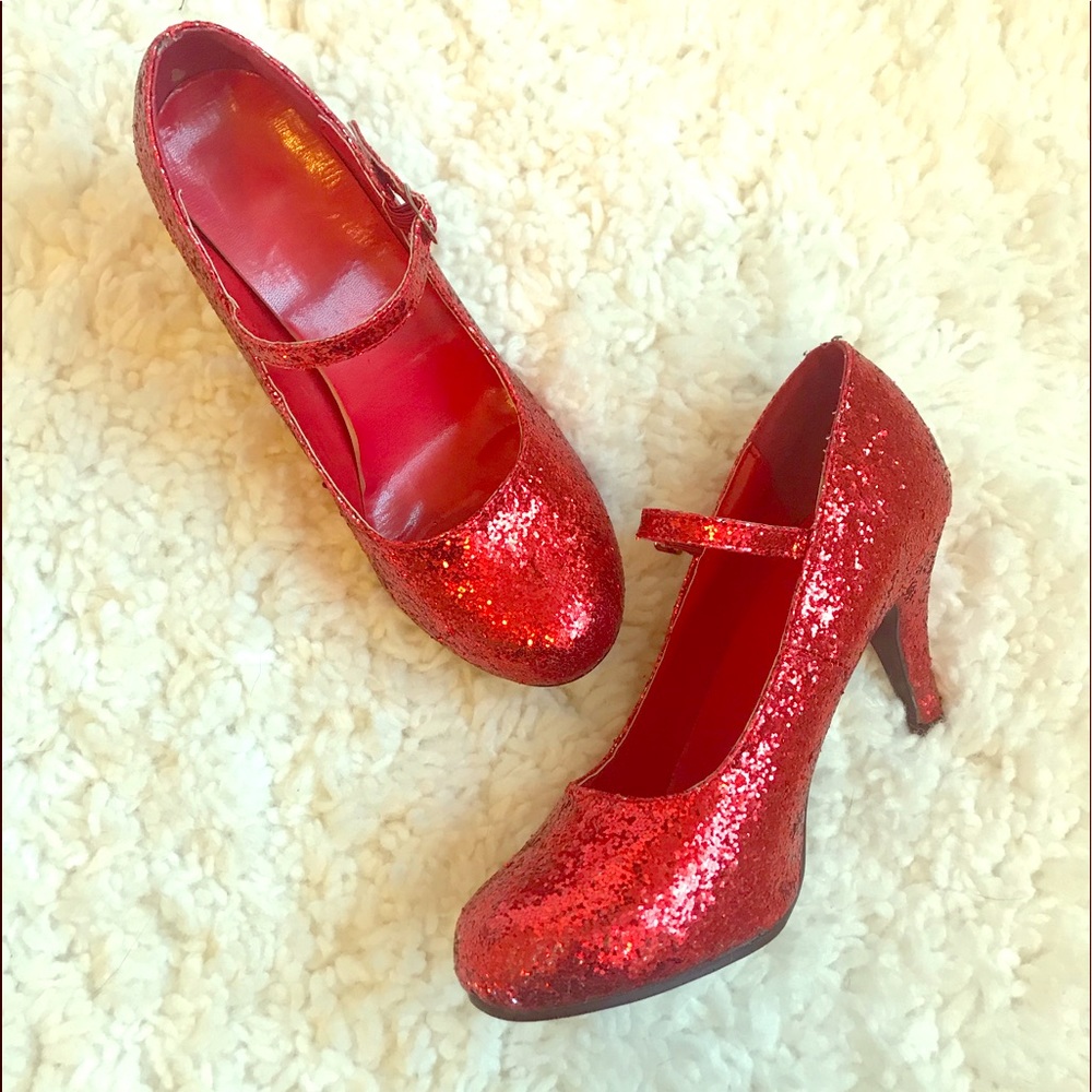 Red sparkle shoes